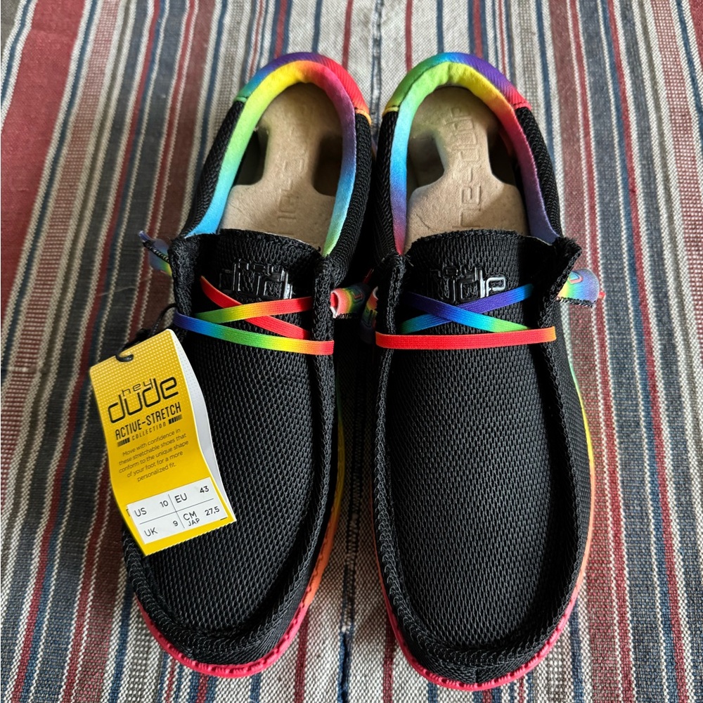 Hey Dude Pride Rainbow Wally Stretch Shoes - Men’s Size 10 New